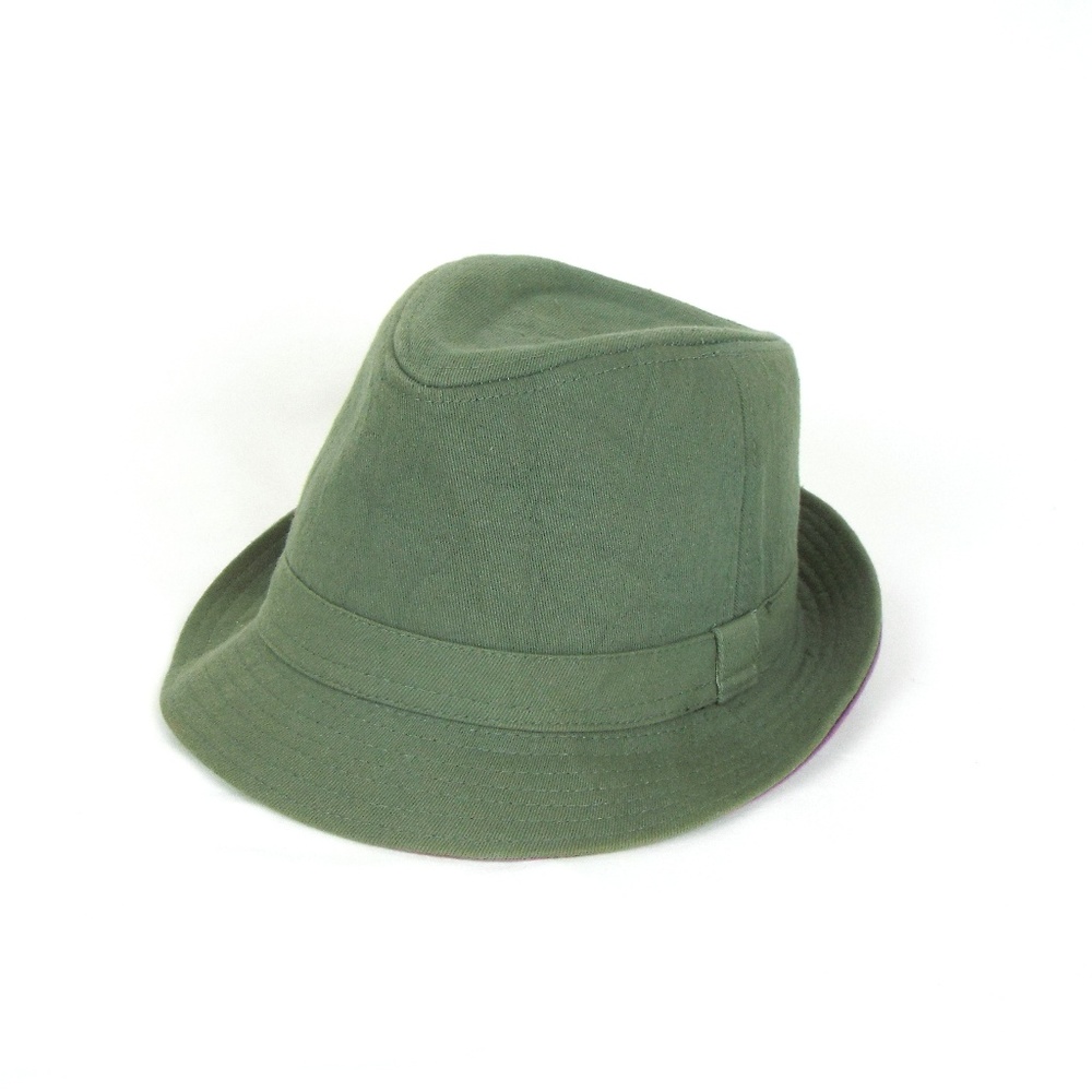 Gray and Purple Fedora Hat with Black Interior